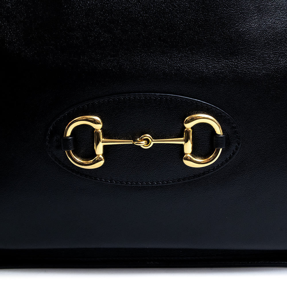 Gucci Horsebit 1955 2way Chain Medium Tote Handbag Calfskin Leather Black - Picture 8 of 9